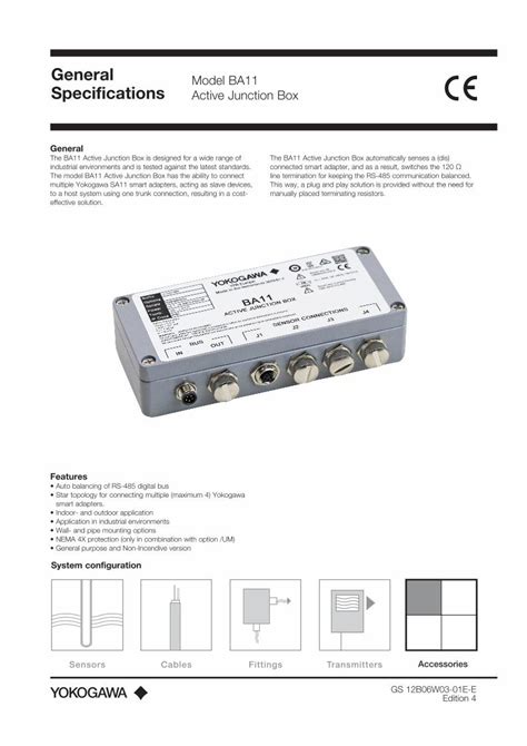 General Model BA11 Specifications Active Junction Box